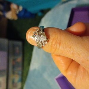 Palm beach Sterling silver cz cluster engagement ring 6